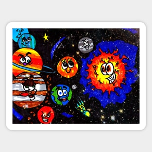 Smiling Solar System Sticker